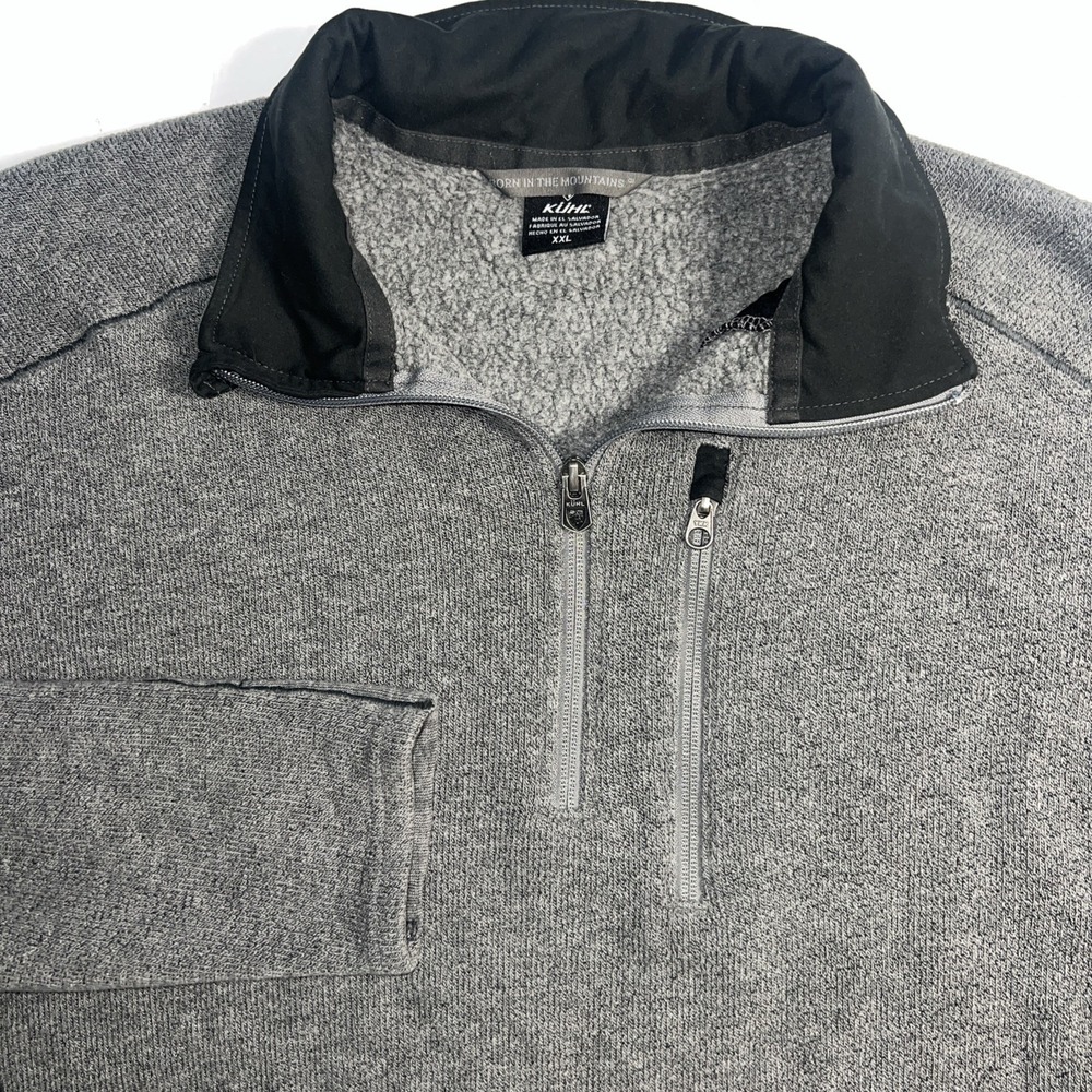 KUHL Pullover CHARCOAL Mens 1/4 Zip Fleece Outdoor Hiking Size XXL